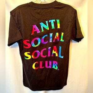 Anti Social Social Club Size Small The Grove Tee Black With Colorful Tie Dye